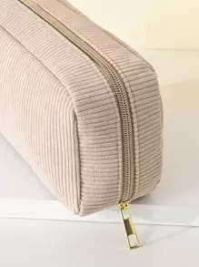 1pc Fashion Minimalist Corduroy Material With Gold Zipper Large Capacity Portable Handheld Multi-Layer Travel Cosmetic Bag For Daily Makeup Tools, Skincare Products Storage Makeup Travel Toiletry Organizer Essentials Gifts Storage Zipper Accessories Nail, Makeup Bags, Cosmetic Bag, Makeup Pouch, Bag, Vanity, Make Up Pouch Bag, Make Up Bags, Bags, Small Makeup Bag, Cosmetic Bag, Christmas Gifts, Pouch, Clutch / Small Handbag, Makeup Organizer, Pouch, Brush Holder, Mini Pouch, Large Capacity Pouch, Gifts Christmas Gifts, Gift Ideas For Women - Beige - View 5