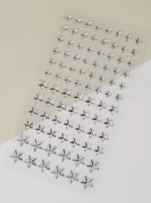 1pc Silver-color 5-pointed Star Shaped 3d Faux Gemstone Face Sticker, Diy Makeup Party Eye & Face Decoration - White - View 4