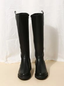 Zipper Side Riding Boots - Black - View 5