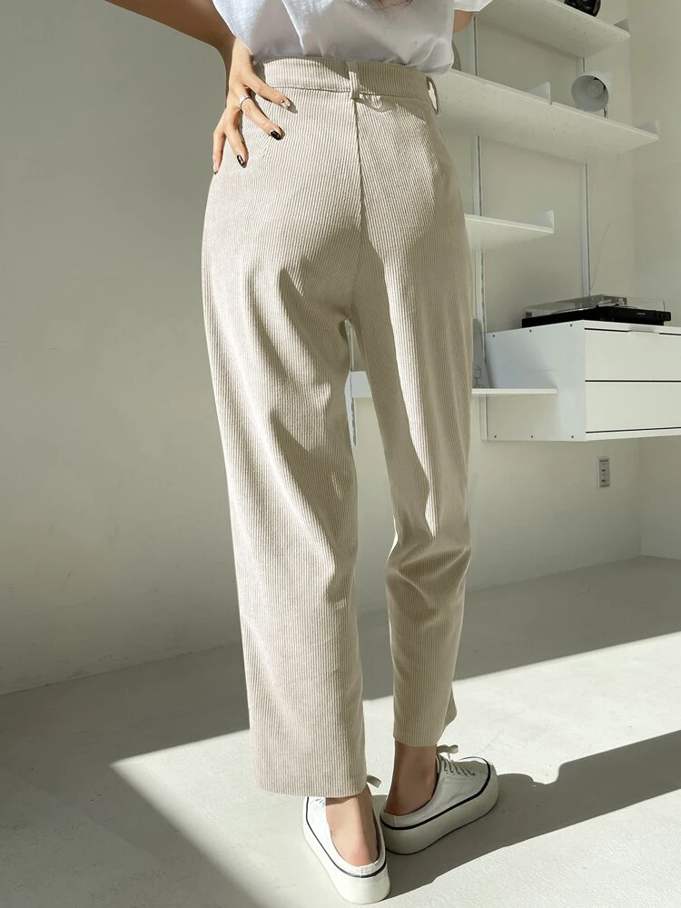 High Waist Corduroy Straight Leg Pants,Women Dress Pants Fall,Winter