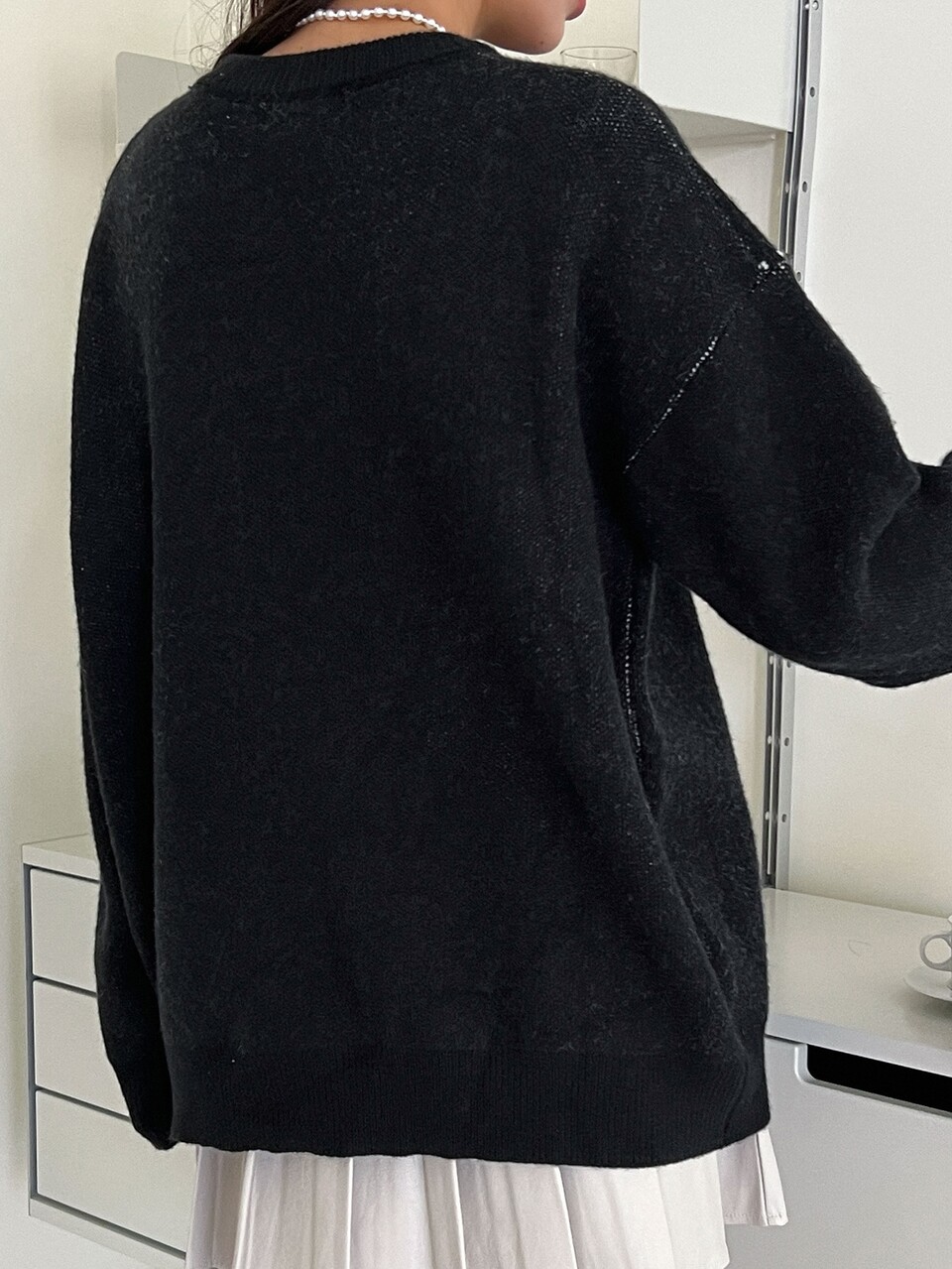 Flower Pattern Drop Shoulder Oversized Sweater