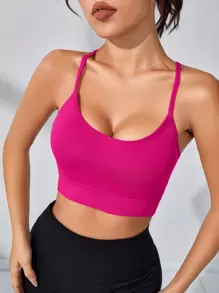 Core Rhythm Crisscross Back Sports Bra - Hot Pink - View 2