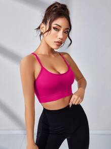 Core Rhythm Crisscross Back Sports Bra - Hot Pink - View 3