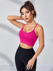 Core Rhythm Crisscross Back Sports Bra - Hot Pink - View 4