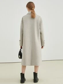 Abrigo de hombros caídos con bolsillo con solapa - Gris Claro - Ver 2