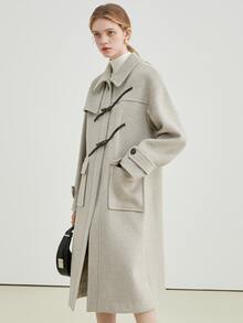 Abrigo de hombros caídos con bolsillo con solapa - Gris Claro - Ver 3