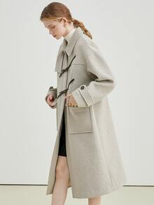 Abrigo de hombros caídos con bolsillo con solapa - Gris Claro - Ver 5