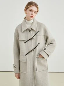 Abrigo de hombros caídos con bolsillo con solapa - Gris Claro - Ver 6