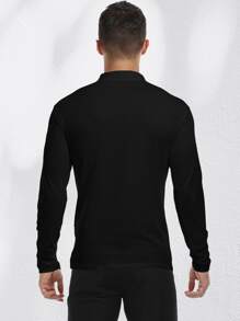 NITAGUT Men Cotton Solid Notch Neck Tee - Black - View 2