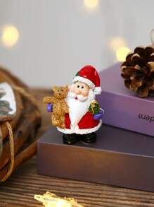 1 件微型景观圣诞老人树脂装饰物与熊雕像最佳礼物 - 彩色 - 查看 1