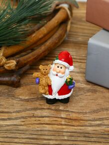 1 件微型景观圣诞老人树脂装饰物与熊雕像最佳礼物 - 彩色 - 查看 3