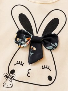 Toddler Girls Rabbit & Floral Print Bow Front 2 In 1 Dress - Multicolor - View 6