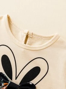 Toddler Girls Rabbit & Floral Print Bow Front 2 In 1 Dress - Multicolor - View 7