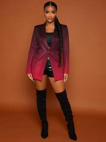 SHEIN SXY Áo khoác  âu phục nữ Nút Ombre Thanh lịch - Nhiều màu - Xem 1