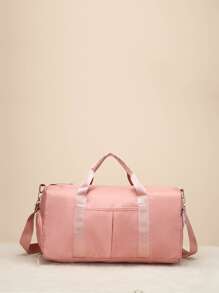 Nylon Duffle Bag With Double Handle - Pink - View 1