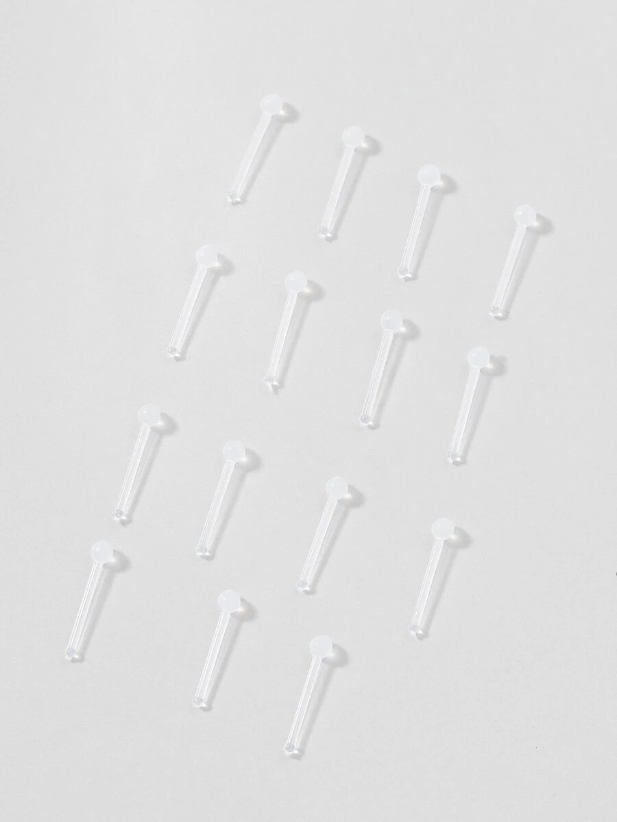 12入組/套簡約風透明鼻釘適合女士和女孩