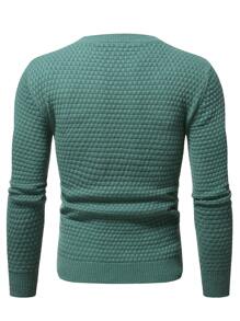 Manfinity Homme Men Waffle Knit Jumper - Green - View 3