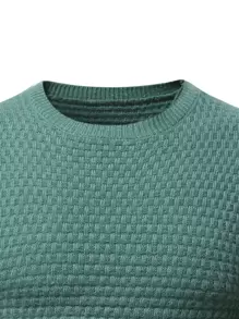 Manfinity Homme Men Waffle Knit Jumper - Green - View 6