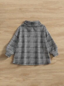 SHEIN 嬰兒字母和千鳥格圖案煙囪領套頭衫 - 黑與白 - 查看 2