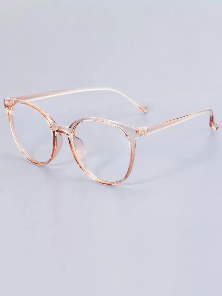 1pc Women's Round Pc Decorative Fashion Glasses For Office, Studying Clear Glasses Accessories - Clear - View 1