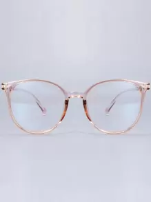 1pc Women's Round Pc Decorative Fashion Glasses For Office, Studying Clear Glasses Accessories - Clear - View 2