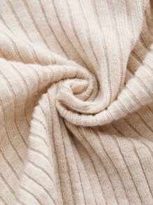 Contrast Binding Crop Cami Knit Top & Drop Shoulder Shrug Cardigan - Beige - View 3