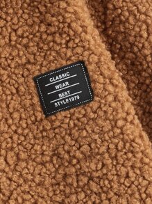 SHEIN 男孩雙色補丁細節泰迪夾克 - 彩色 - 查看 3