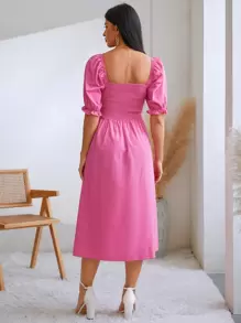 SHEIN Unity Solid Split Hem A-line Dress