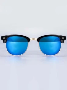 1pc Men's Fashion Half Frame Blue Lens Fashion Glasses Suitable For Daily Wear, Driving And Recreation Beach Accessories Glasses Shades For Summer Beach Vacation,Outdoor,Travel