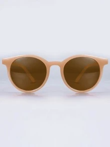 Brown Round Frame Ultralight Fashion Glasses - Coffee Brown - View 3