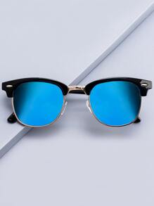 1pc Men's Fashion Half Frame Blue Lens Fashion Glasses Suitable For Daily Wear, Driving And Recreation Beach Accessories Glasses Shades For Summer Beach Vacation,Outdoor,Travel