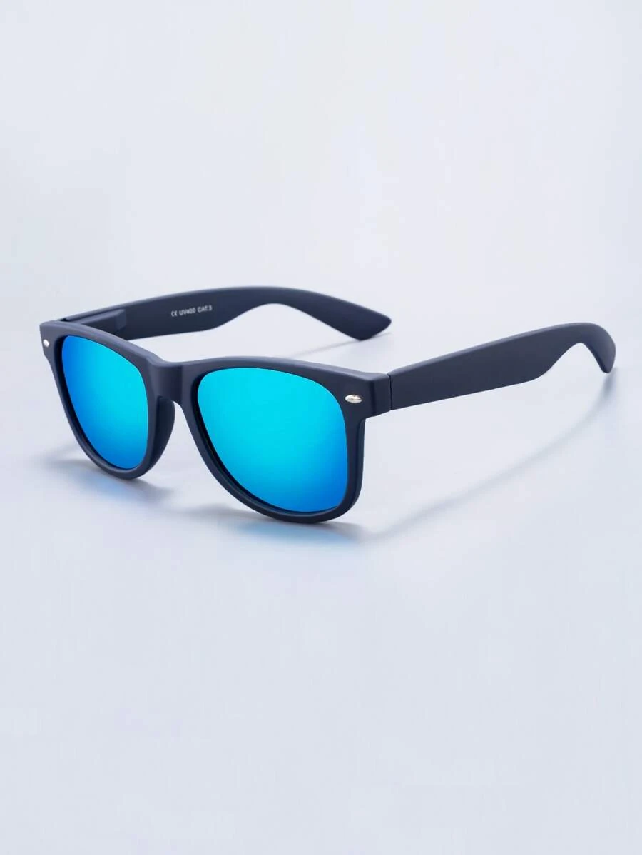 1pc Unisex Square Shaped Decoration Polarized Sunglasses Fashionable Eyewear Street Beach Accessories Sun Glasses Sunglasses Shades For Summer Beach Vacation,Outdoor,Travel - Blue - View 1