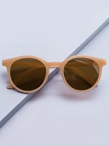 Brown Round Frame Ultralight Fashion Glasses - Coffee Brown - View 5