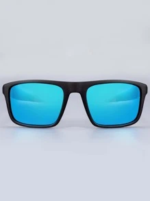 Men Fashionable Simple Casual Square Fashion Glasses For Outdoor Street Shades Accessories For Summer Beach Vacation,Outdoor,Travel - Blue - View 1