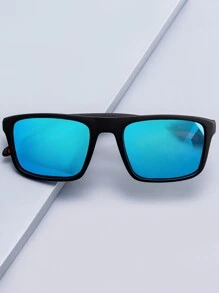 Men Fashionable Simple Casual Square Fashion Glasses For Outdoor Street Shades Accessories For Summer Beach Vacation,Outdoor,Travel - Blue - View 4