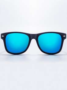 1pc Unisex Square Shaped Decoration Polarized Sunglasses Fashionable Eyewear Street Beach Accessories Sun Glasses Sunglasses Shades For Summer Beach Vacation,Outdoor,Travel - Blue - View 3