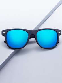 1pc Unisex Square Shaped Decoration Polarized Sunglasses Fashionable Eyewear Street Beach Accessories Sun Glasses Sunglasses Shades For Summer Beach Vacation,Outdoor,Travel - Blue - View 4