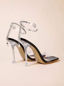 Xăng đan Cao gót Nữ Pha lê kim cương màu trơn Dây đeo mắt cá chân Hấp dẫn - Trong sáng - Xem 2