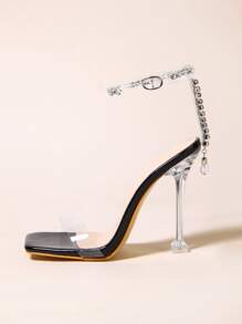 Xăng đan Cao gót Nữ Pha lê kim cương màu trơn Dây đeo mắt cá chân Hấp dẫn - Trong sáng - Xem 3