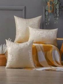 Miater 1pc Abstract Jacquard Silk Pillowcase - Beige - View 2