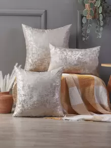 Miater 1入組仿真真絲抽象提花枕套 - 淺灰色 - 查看 2