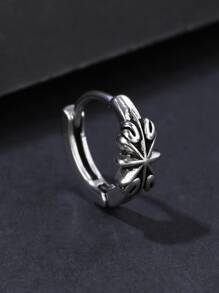 Fashionable and Popular 1pc Men Geometric Decor Hoop Earring Stainless Steel for Jewelry Gift and for a Stylish Look - Silver - View 1