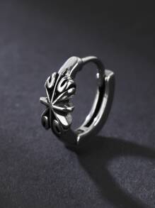 Fashionable and Popular 1pc Men Geometric Decor Hoop Earring Stainless Steel for Jewelry Gift and for a Stylish Look - Silver - View 2