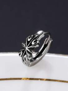 Fashionable and Popular 1pc Men Geometric Decor Hoop Earring Stainless Steel for Jewelry Gift and for a Stylish Look - Silver - View 3