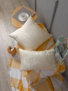 Miater 1pc Abstract Jacquard Silk Pillowcase - Beige - View 5