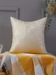 Miater 1pc Abstract Jacquard Silk Pillowcase - Beige - View 6