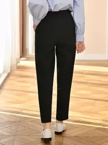 DAZY Solid Slant Pocket Suit Trousers - Black - View 2