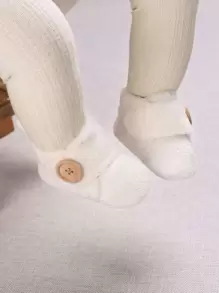 1對0-1歲男寶寶白色毛皮靴,冬季雪地靴 - 白色 - 查看 1