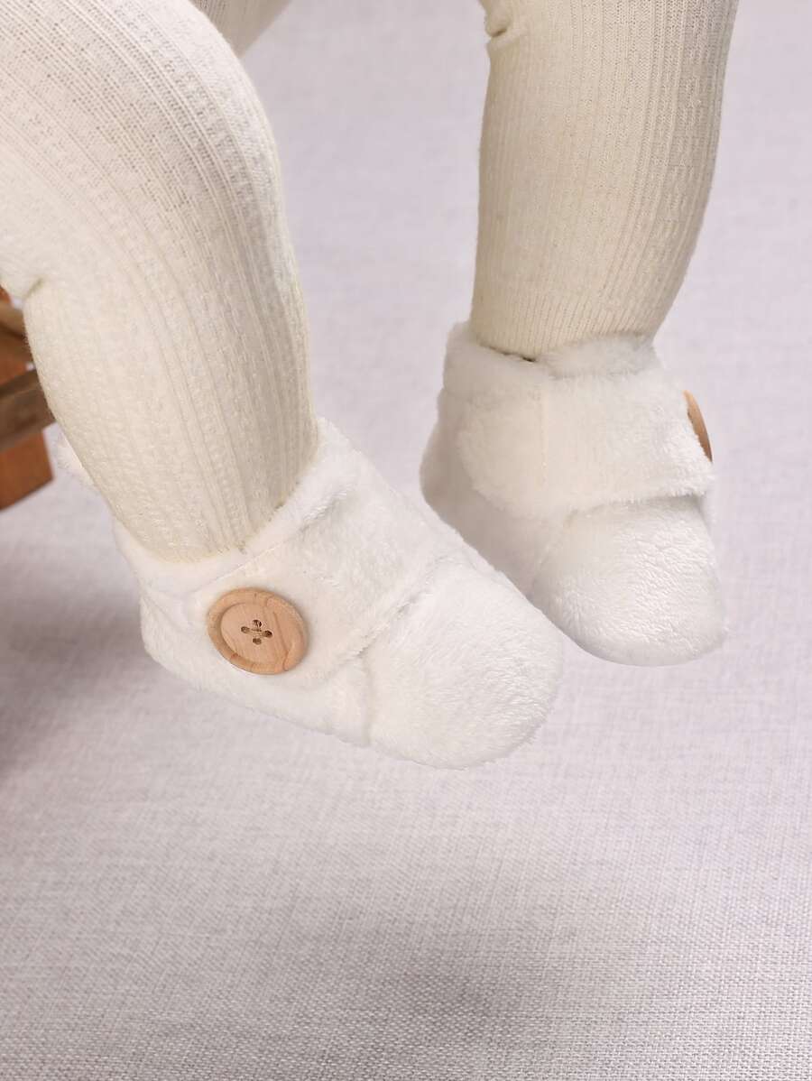 1對0-1歲男寶寶白色毛皮靴,冬季雪地靴 - 白色 - 查看 1