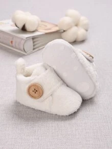 1對0-1歲男寶寶白色毛皮靴,冬季雪地靴 - 白色 - 查看 2